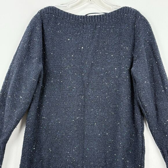 St John's Bay Women's Long Sleeve Cable Knit Sweater Size MP Blue Marble - Picture 4 of 16